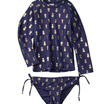 Egg by Susan Lazar Kaitlyn Two Piece Bathing Suit Navy/Metallic Gold Pineapple Print
