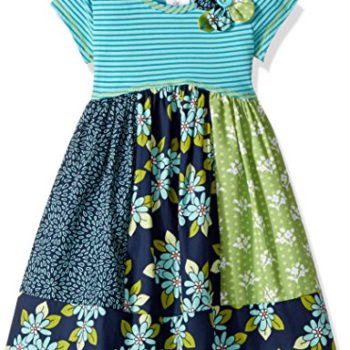 Bonnie Jean Girls’ Knit to Cotton Poplin Print Dress