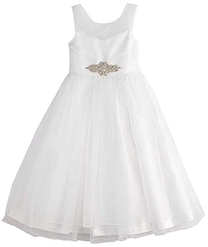 Bonnie Jean Iris & Ivy Girls 7-12 White with Rhinestone Communion Wedding Dress