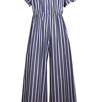 Bonnie Jean Navy & White Striped Chambray Jumpsuit