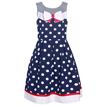 Bonnie Jean Big Girls White Navy Polka Dot Plus Size Easter Dress 14.5-20.5