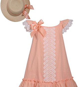 Peach Color Flounce Shift & Hat Set