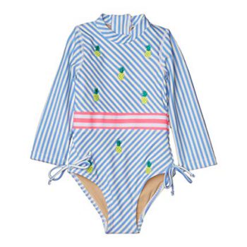 Shade Critters Child Woman’s Lengthy Sleeve One-Piece Stripe Pineapple (Toddler/Toddler)