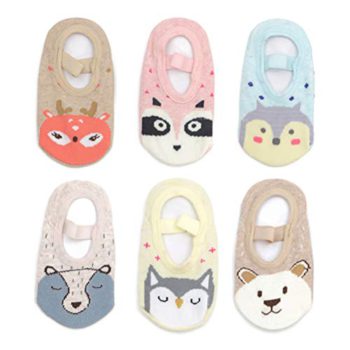Yenzat Child Anti Slip Non Skid Socks Grip for Toddler Women Slipper 12-36 Months 6 Pairs