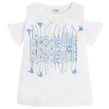 Mayoral Tween Women 7-18 White Cutout Chilly Shoulder Graphic Print Tank High