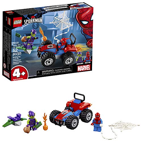 LEGO Marvel Spider-Man Automotive Chase 76133 Constructing Package, Inexperienced Goblin and Spider-Man Superhero Automotive Toy Chase (52 Items)