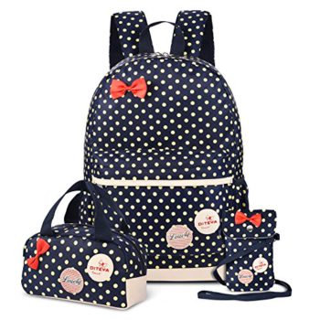 VBG VBIGER Carvas Backpack for Boys & Women Faculty Baggage Polka Dot Backpack 3pcs Children Guide Baggage Lunch Baggage Purse