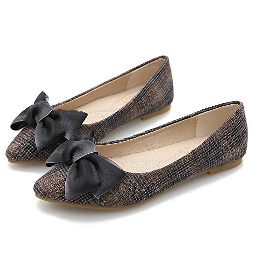 SAILING LU Girls’s Retro Plaid Costume Footwear Consolation Pointed Toe Ballet Flats Moveable Vacation Footwear