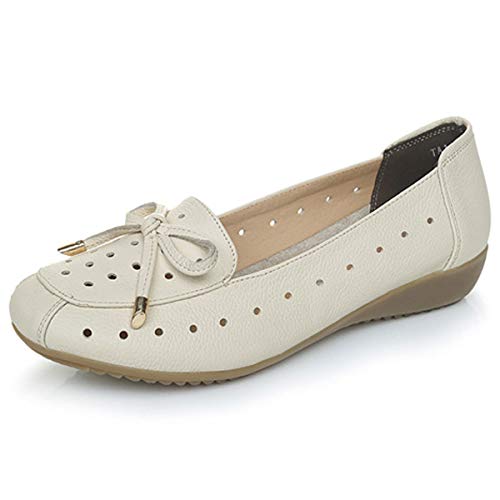 Ladies’s Consolation Flat Sneakers Cute Bow-Knot Ballet Flats Real Leather-based Loafers Slip on Moccasins