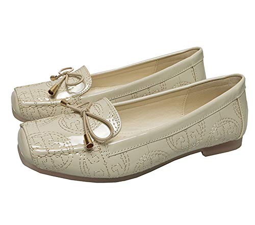SAILING LU PU Flat Sneakers for Girls Bow-Knot Ballet Flats Consolation Slip On Loafers Sq. Toe Sneakers Put on to Work