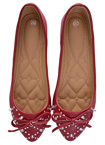 SAILING LU Crystals Ballet Flats Womens Shallow Flat Footwear PU Leather-based Costume Footwear Put on to Work Slip On Moccasins