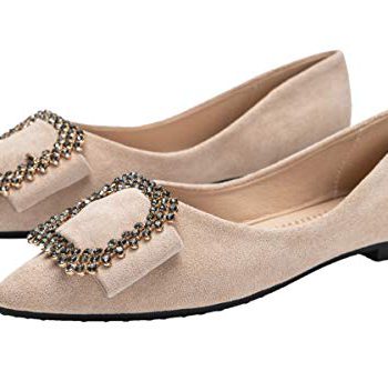 SAILING LU Consolation Suede Ballet Flats Womens Pointy Toe Footwear Crystal Gown Footwear Put on to Work Slip On Moccasins