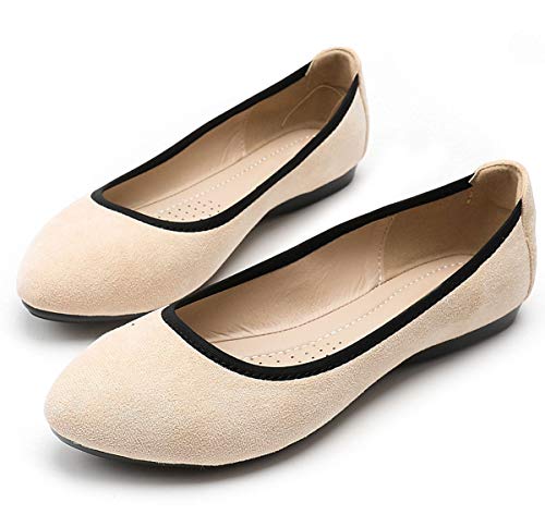 SAILING LU Suede Ballet Flats for Girls Consolation Flat Sneakers Slip On Loafers Stable Spherical Toe Dressy Sneakers