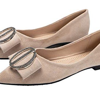 SAILING LU Suede Ballet Flats Womens Pointy Toe Flat Sneakers Crystal Gown Sneakers Put on to Work Slip On Moccasins
