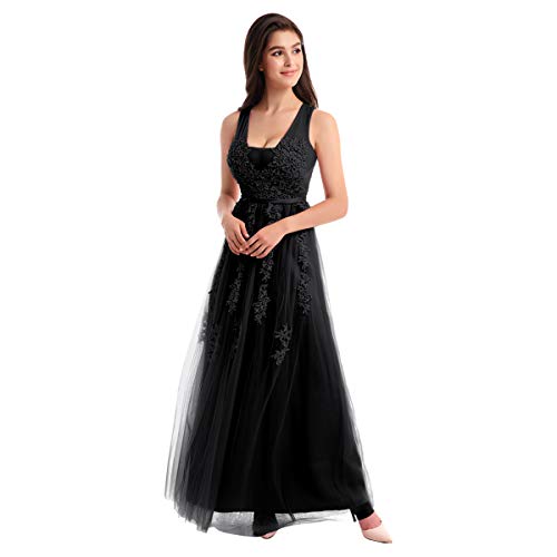 Girls Lace Applique Wedding ceremony Bridesmaid Costume V Neck Padded Night Cocktail Formal Pageant Lengthy Maxi Ball Robe
