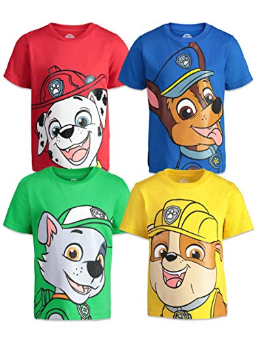 Nickelodeon Paw Patrol Boys 4 Pack Tees Chase, Marshall, Rubble & Rocky