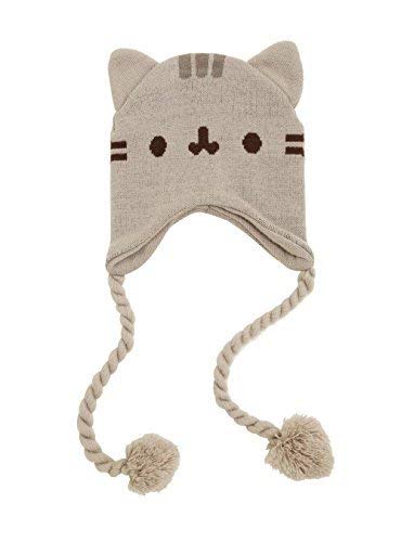Pusheen Cat Face Ears Beanie – Pusheen the Cat Beanie Hat – Gray with Tassels