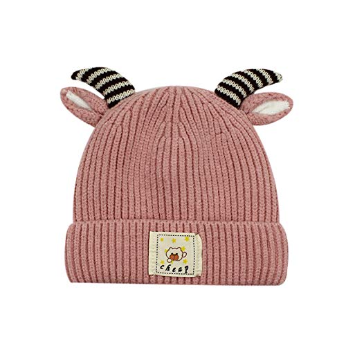 RARITY-US Children Winter Hat Toddler Pom Pom Knit Antlers Hats Lined Plush Earflap Winter Heat Cap for Ladies Boys Child