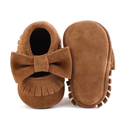 Delebao Toddler Toddler Child Smooth Sole Tassel Bowknot Moccasinss Crib Footwear